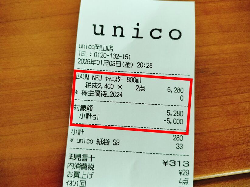 unico株主優待